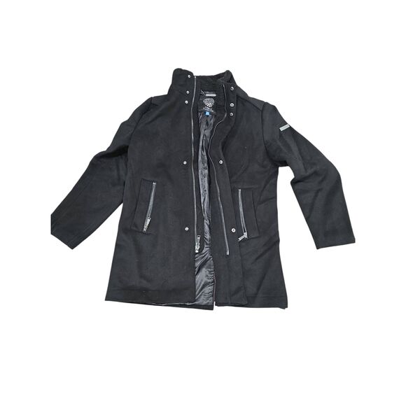 Vince Camuto Men’s Black Wool Blend Coat Size M NWT Zip Front Winter Jacket Faux - Picture 8 of 12